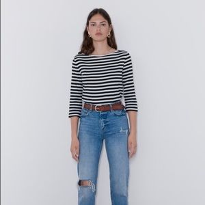 Zara Basic Striped Long Sleeved T-Shirt